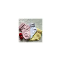 Halkfria barnstrumpor 3-pack – gul, vit, rosa | Storfot