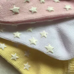 Anti-slip barnstrumpor gul, vit och rosa 3-pack | Storfot