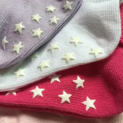 Anti-slip barnstrumpor rosa, vit och lila 3-pack | Storfot
